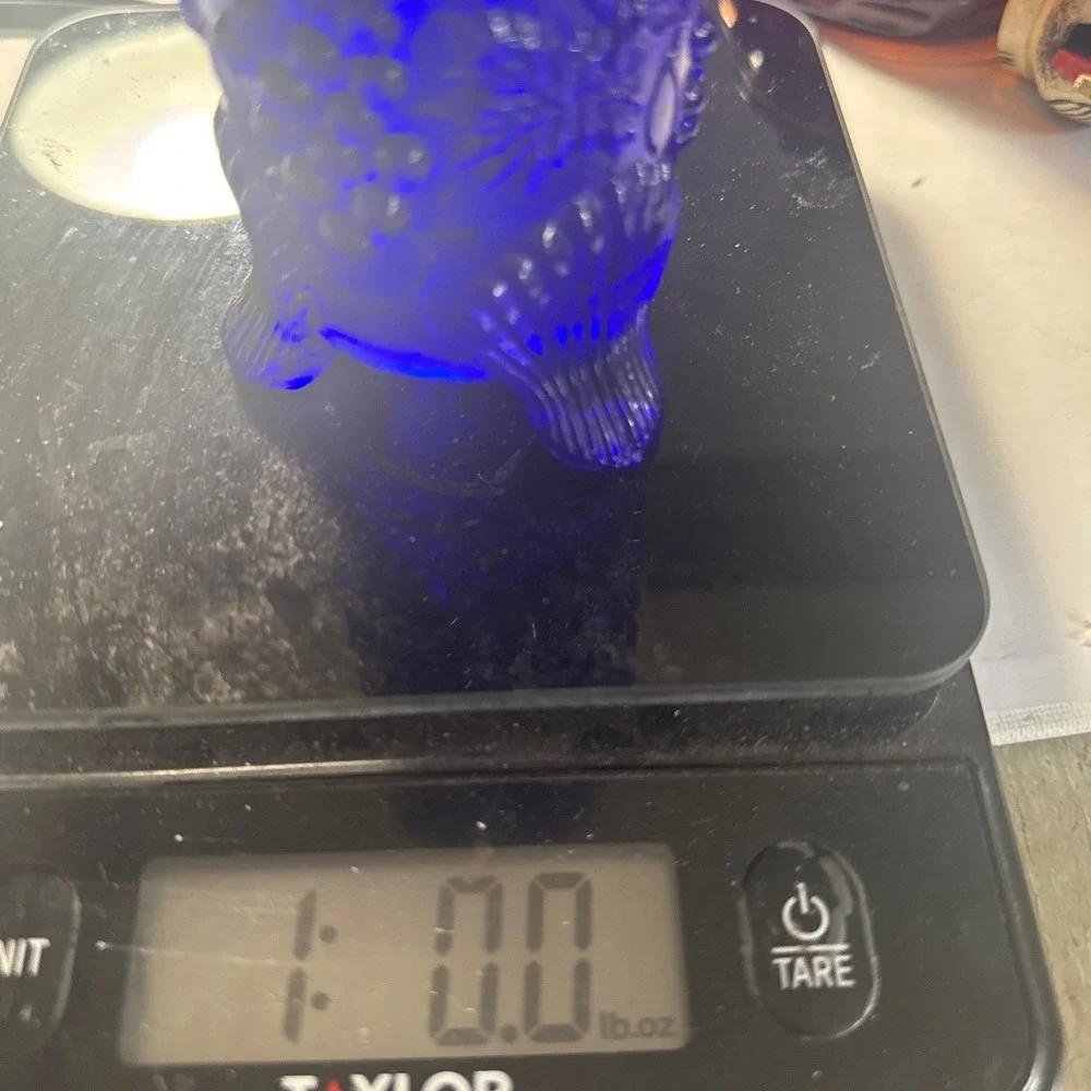 Vintage Northwood Cobalt Blue Grape Cluster Glass Hat Pin Holder 7